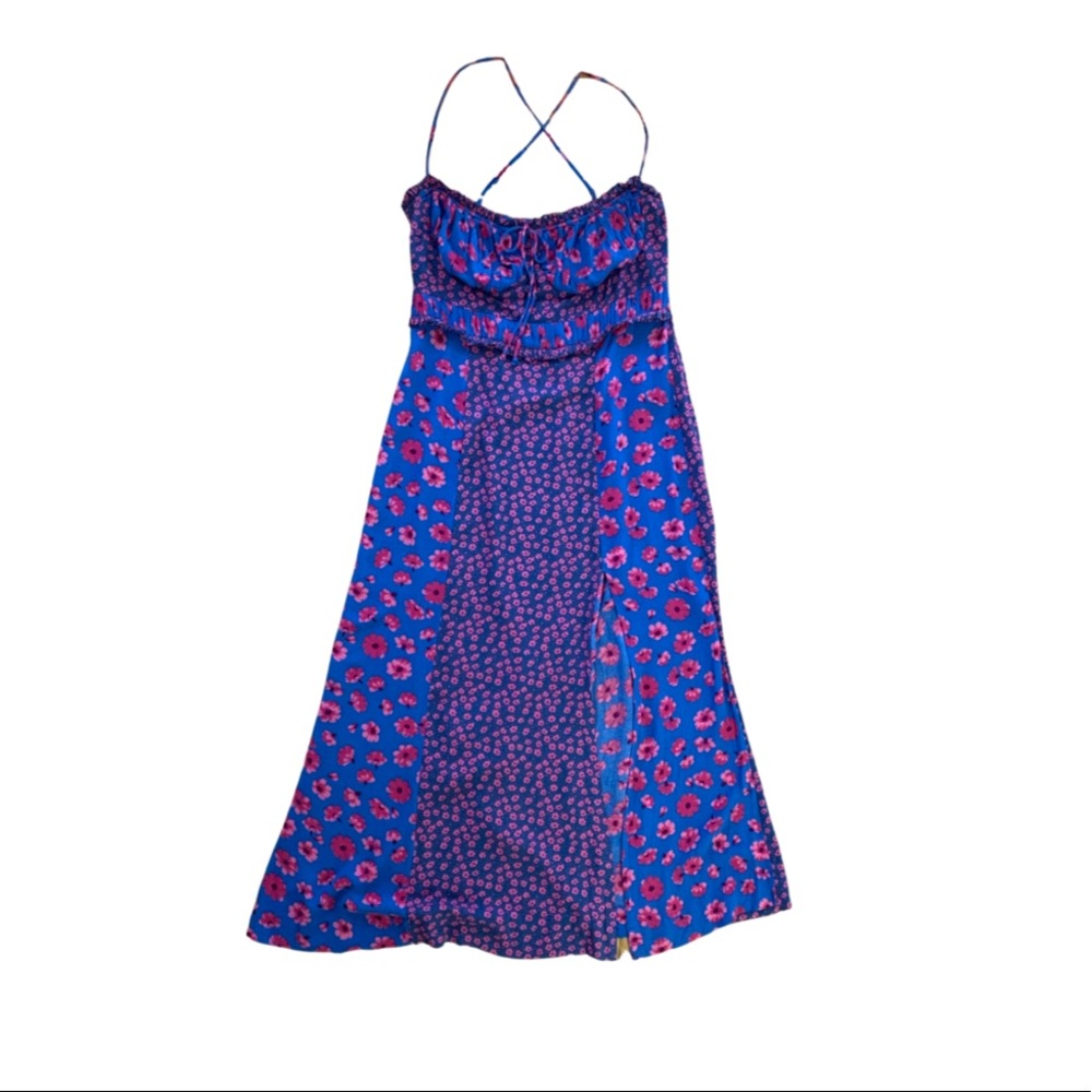 Free People Tigerlilly Midi Cobalt Floral Dress Size L